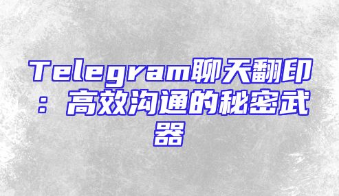Telegram聊天翻印：高效沟通的秘密武器