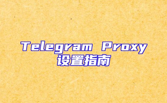 Telegram Proxy设置指南