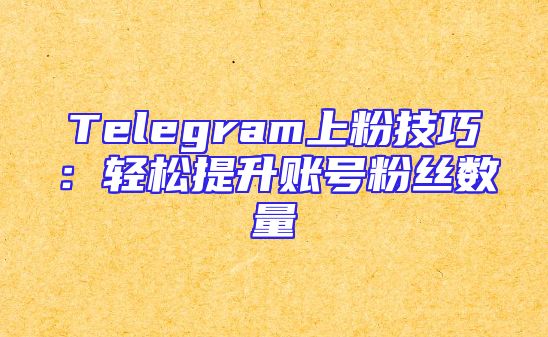 Telegram上粉技巧：轻松提升账号粉丝数量