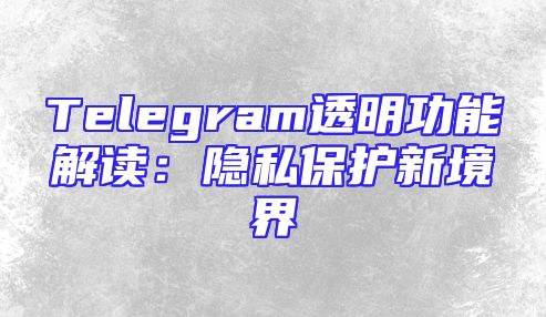 Telegram透明功能解读：隐私保护新境界