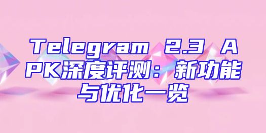 Telegram 2.3 APK深度评测：新功能与优化一览