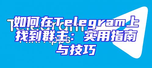如何在Telegram上找到群主：实用指南与技巧