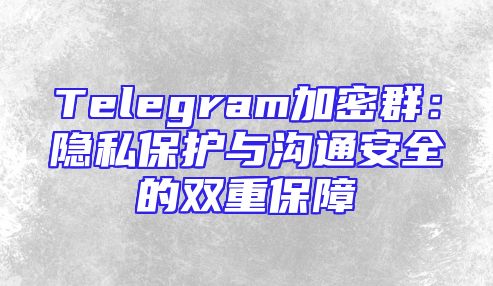 Telegram加密群：隐私保护与沟通安全的双重保障