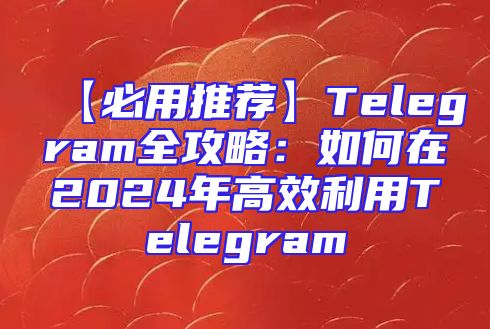 【必用推荐】Telegram全攻略：如何在2024年高效利用Telegram