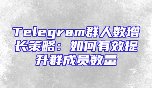 Telegram群人数增长策略：如何有效提升群成员数量