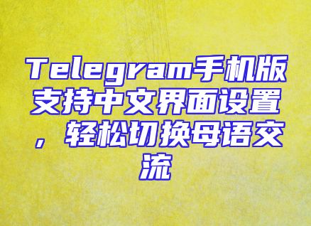 Telegram手机版支持中文界面设置，轻松切换母语交流