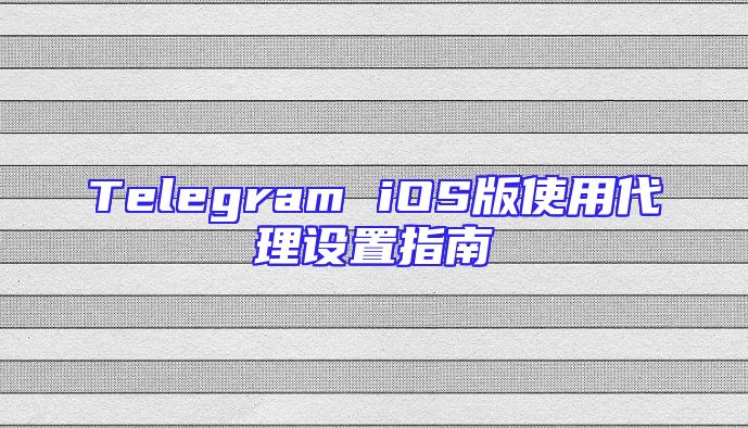 Telegram iOS版使用代理设置指南