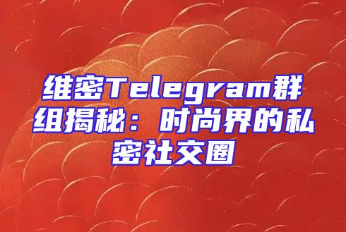 维密Telegram群组揭秘：时尚界的私密社交圈