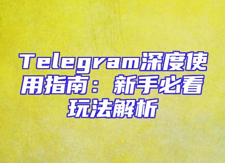 Telegram深度使用指南：新手必看玩法解析