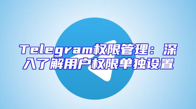Telegram权限管理：深入了解用户权限单独设置