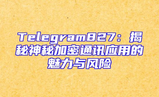 Telegram827：揭秘神秘加密通讯应用的魅力与风险